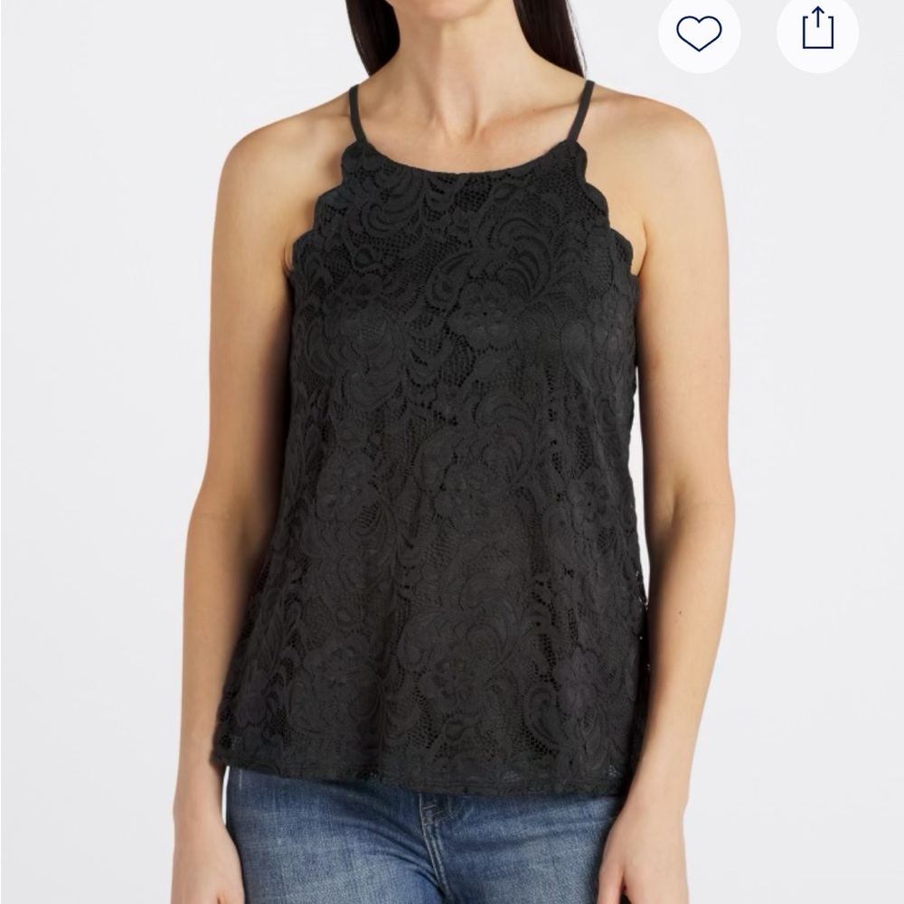 Fortune & Ivy Lace Scalloped Halter Blouse